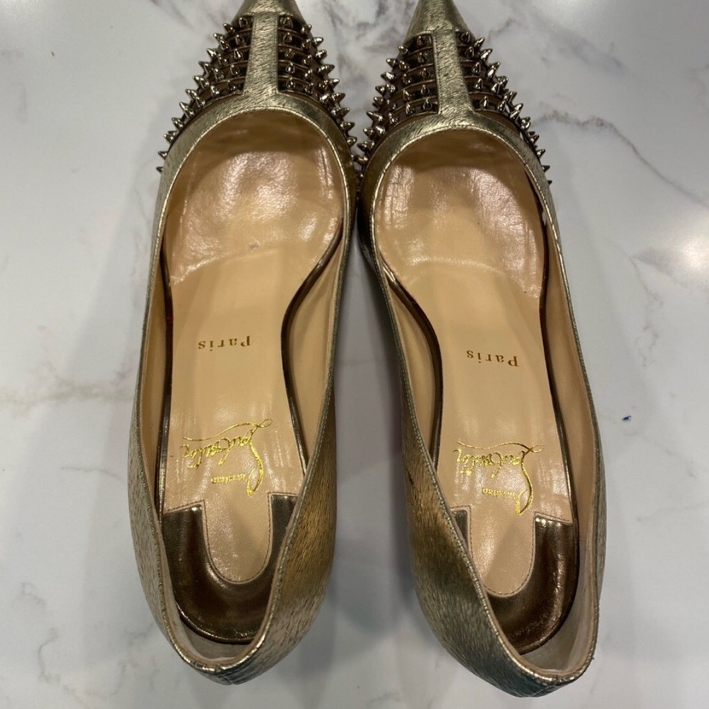 Christian Louboutin Gold Bareta Spiked heels